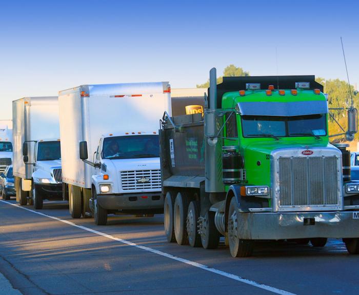 Commercial vehicles on the road