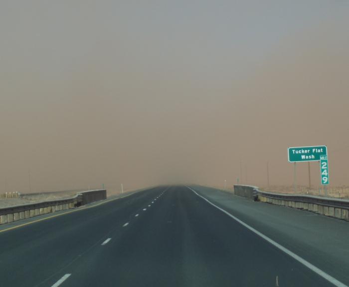 Dust Storm near Tucker Flat Wash on Interstate 40