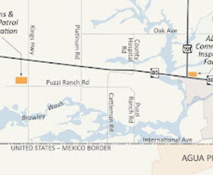 Map of Douglas Port of Entry connector road study area