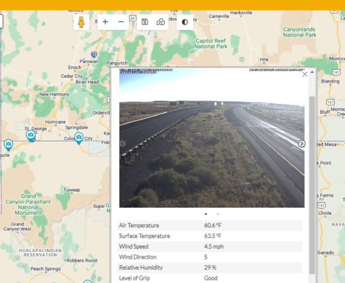The AZ511 website showing weather data.