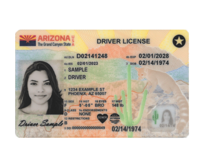 The latest design of the Arizona Driver License