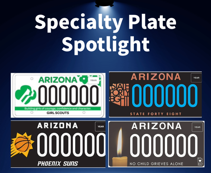 A collage of specialty license plates featured on social media in December.