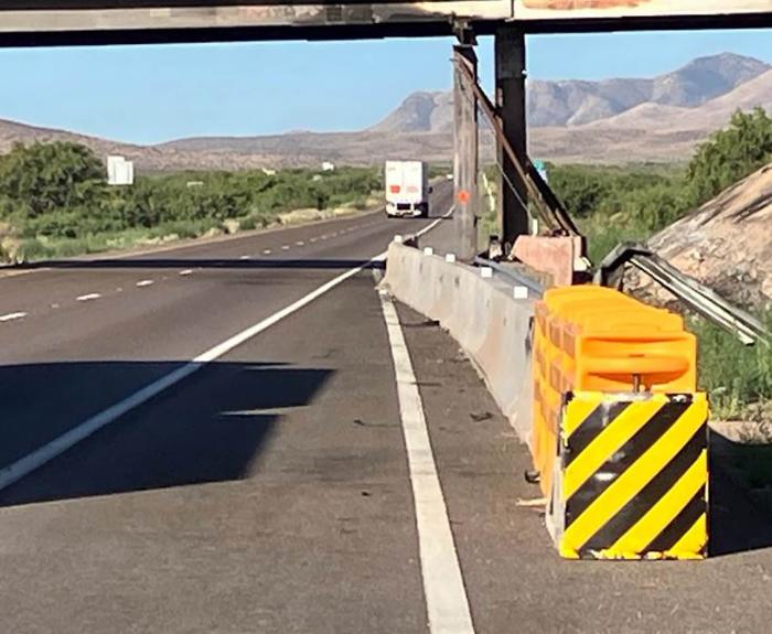 Photo of damaged US 191 bridge over I-10
