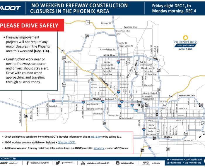ADOT's Weekend Freeway Travel Advisory (Dec. 1-4, 2023) - Phoenix Area