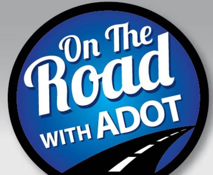 A graphic for the On the Road with ADOT podcast.