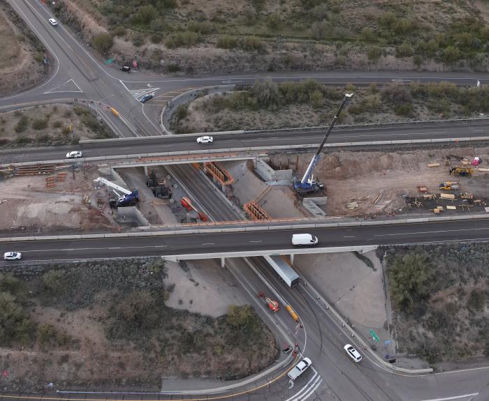 Construction occurs on a highway.