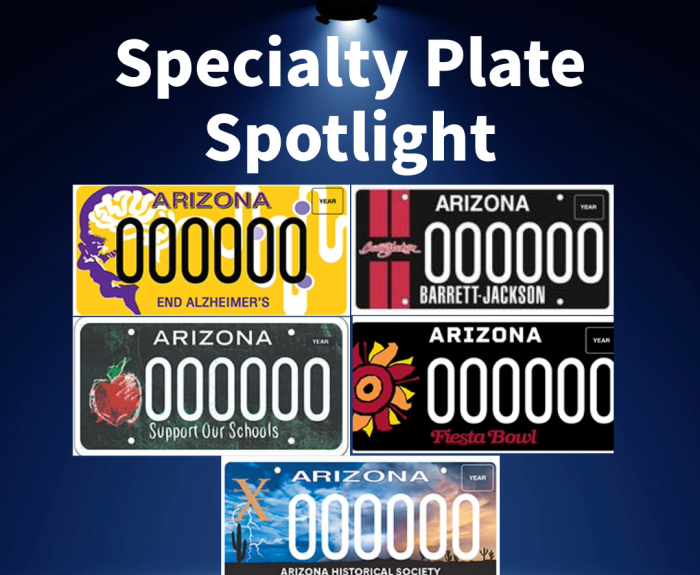 Specialty plates featured in January. 