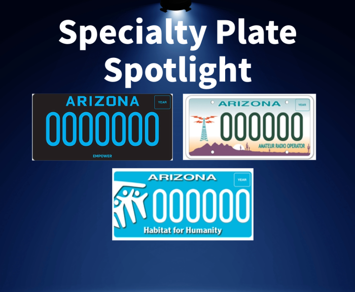 A collage of specialty license plates featured on social media.