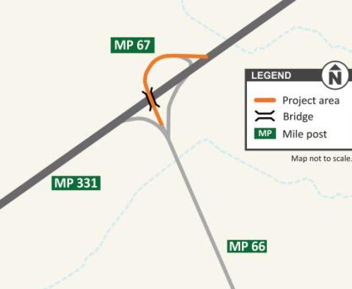 Map of US 191 bridge at I-10 west of Willcox