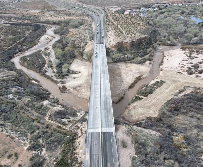 I-15 Bridge No. 1 in northwestern Arizona (reconstructed): March 2024 Photo Credit: Kiewit