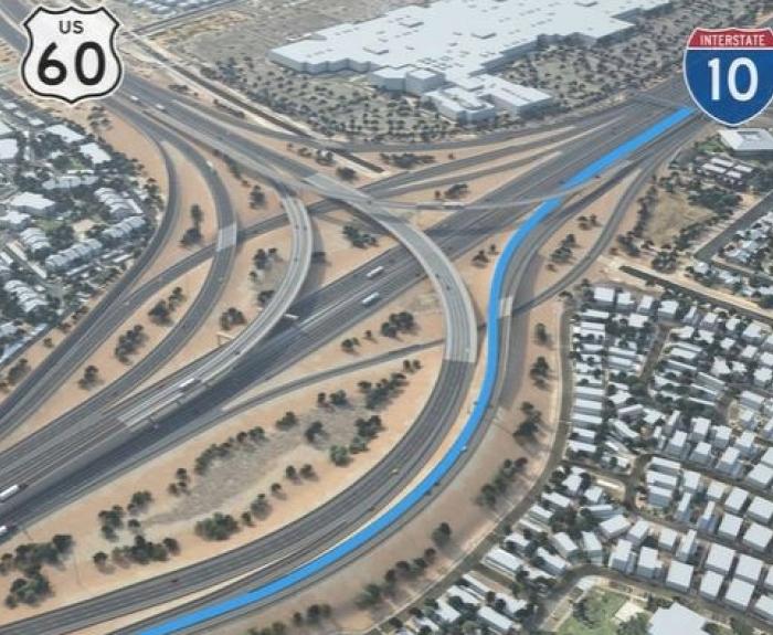 A rendering of an urban freeway.