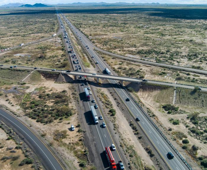 Aerial view of I-10 interchange south of Phoenix