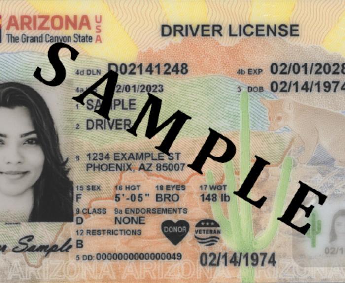 An image of an Arizona driver license.