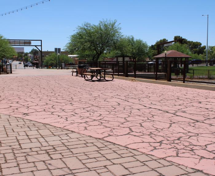 The paved walkway on the old Hassayampa River bridge in Wickenburg, Arizona