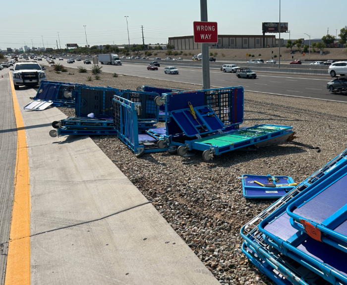 Debris on the side of the highway