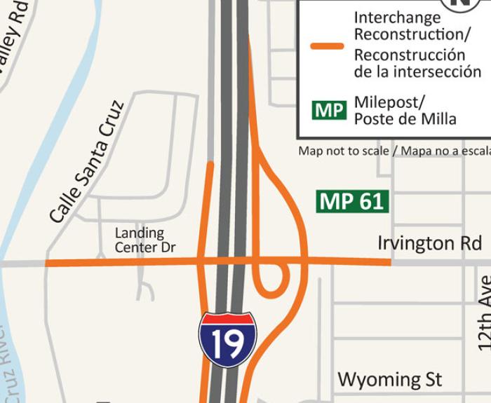 Map of I-19/Irvington interchange