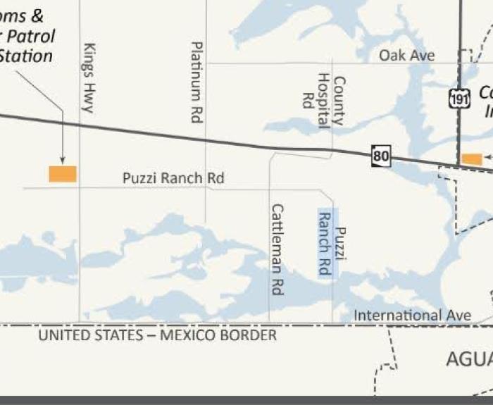 Map of proposed road to future Douglas Port of Entry in Douglas
