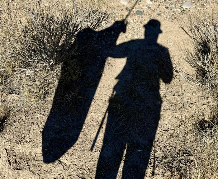 Shadow selfie of Adopt a Highway volunteer