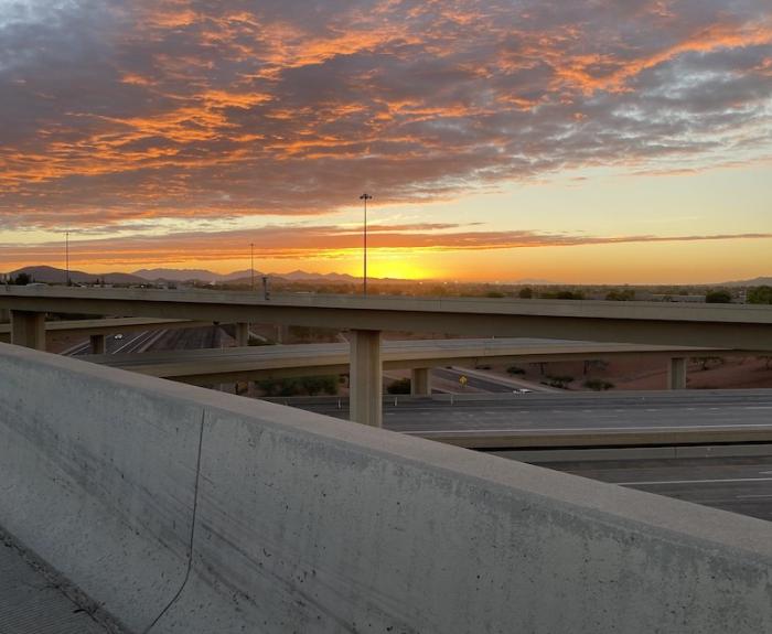 Photo of sunrise on interchange