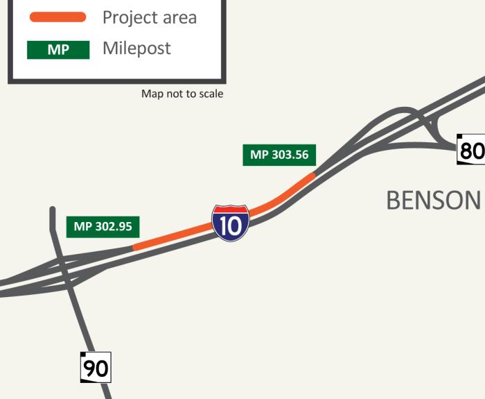Map of I-10 project near Benson