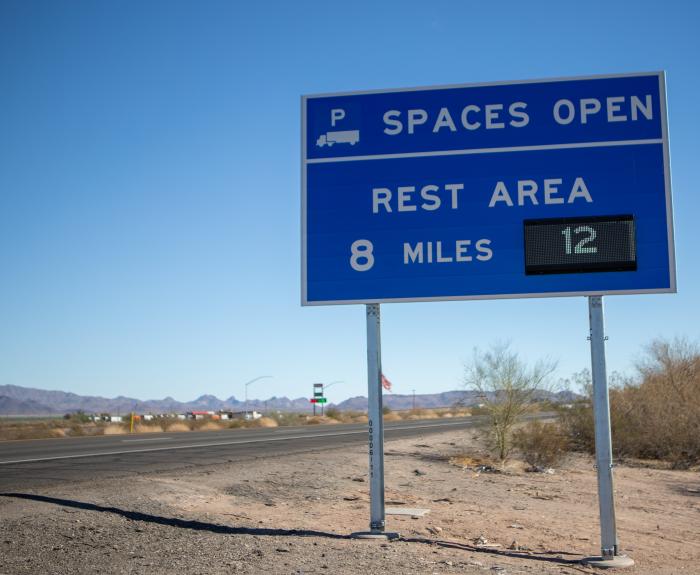 Photo of truck parking availability sign