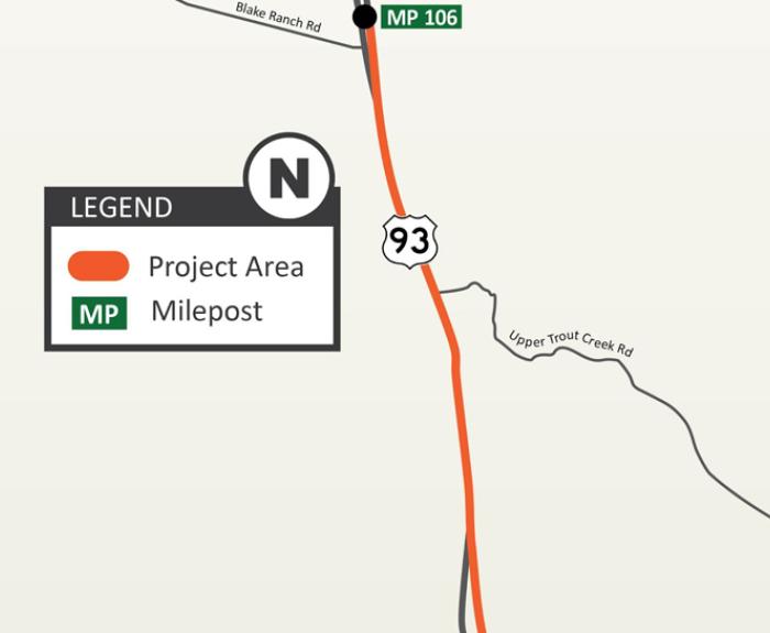 Map of US 93 Cane Springs project