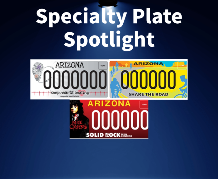 Specialty plates featured in February. 