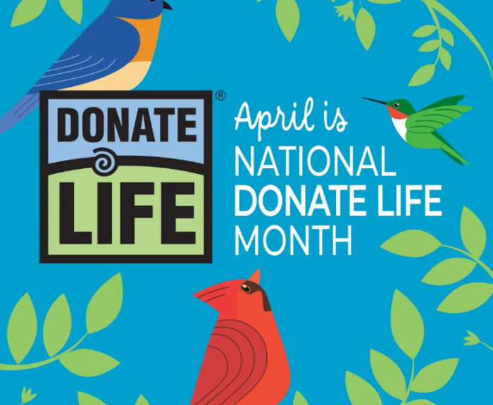 April is National Donate Life Month graphic.
