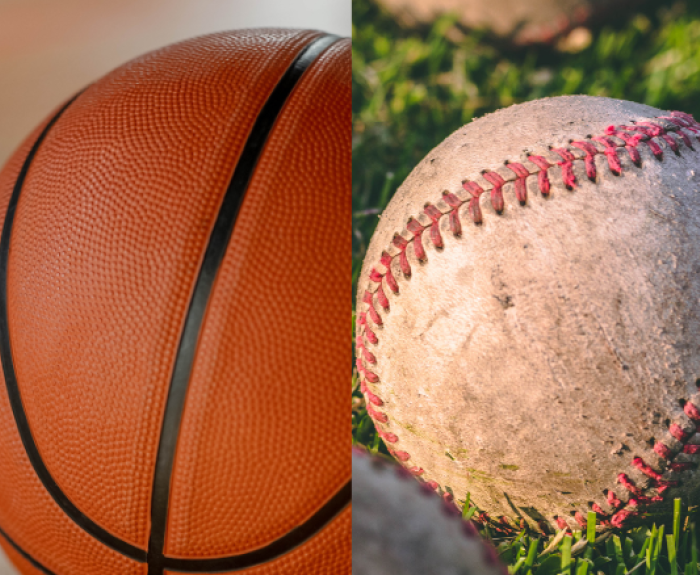 A basketball and a baseball.