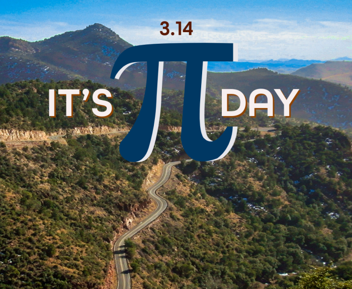 The pi symbol on top of a photo of a highway in rural Arizona.