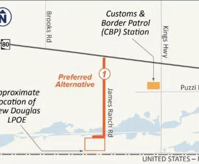 Map showing planned route