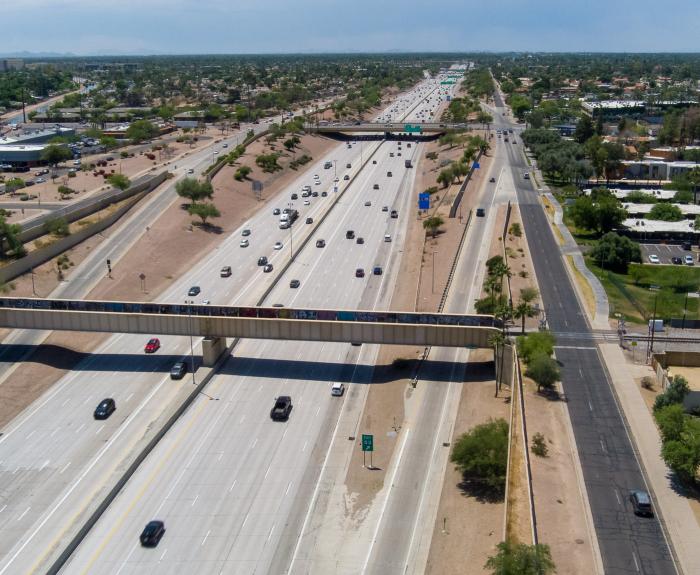 A drone photo of the highway