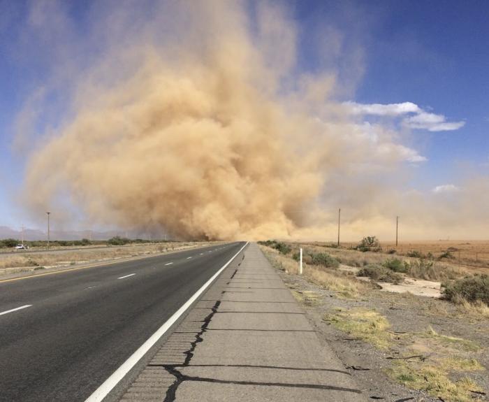 A dust storm on the highway