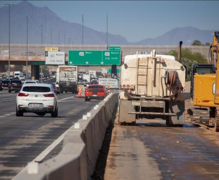 Loop 202 Santan Widening Project Work Zone (ADOT photo 2024)