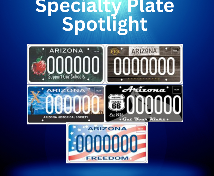 Specialty plates featured in July. 