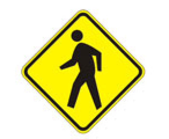 Pedestrian crossing road sign