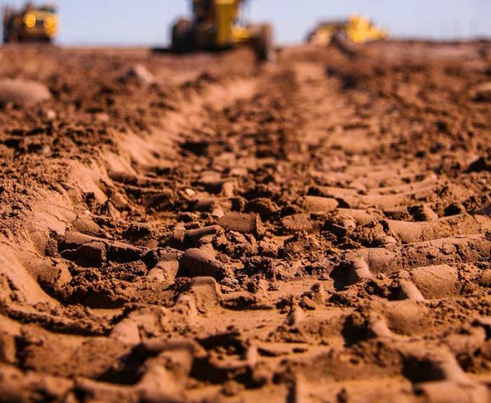 Tire tracks in dirt