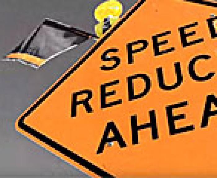 Speed Reduced Ahead road sign