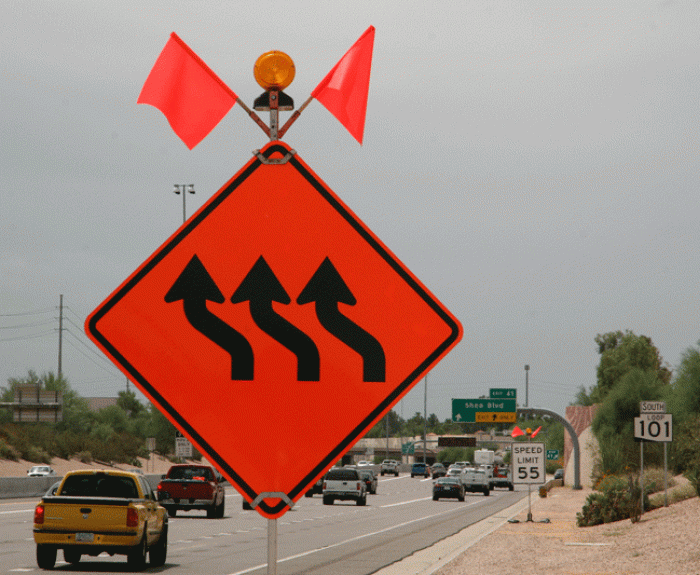 Hazard road sign