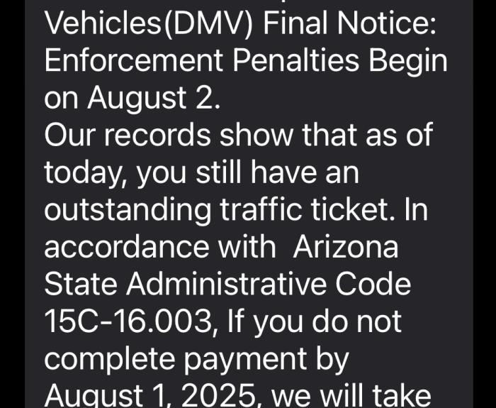 Scam text message