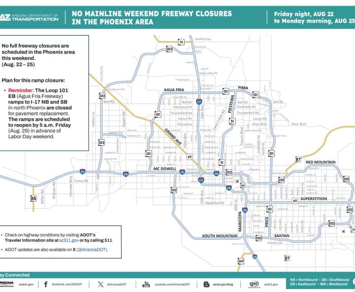 ADOT's Weekend Freeway Travel Advisory (Aug. 22-25, '25) - Phoenix Area