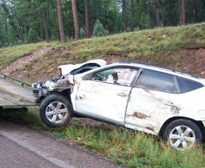 Crashed van