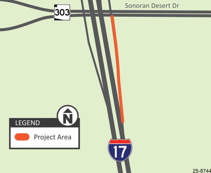 Northbound I-17 off-ramp at Loop 303 map (ADOT sept 2025)