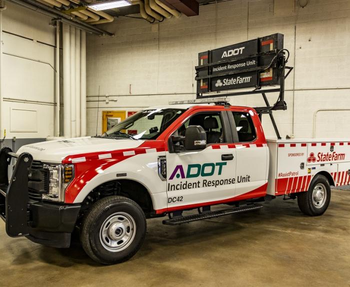 Incident Response Unit truck with State Farm sponsor logo