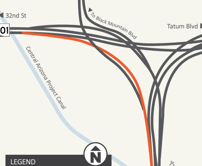 Loop 101 EB to SR 51 SB Ramp Widening Project Map (Sept. 25)