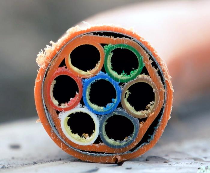 Cross section of fiber-optic conduit