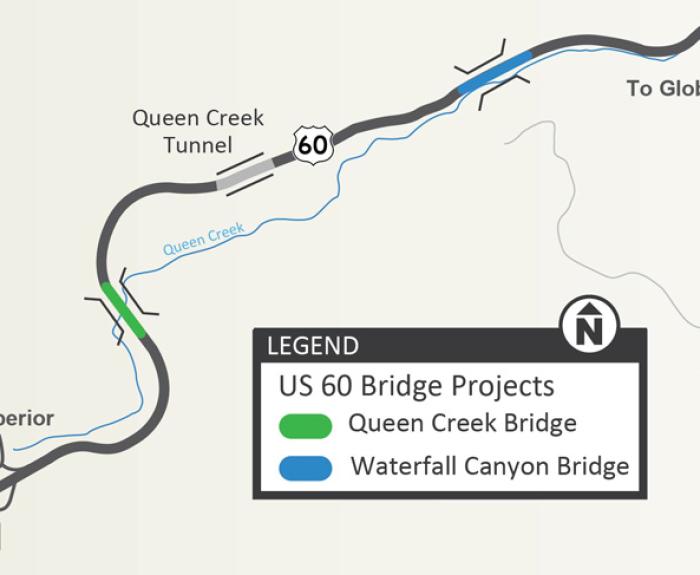 Map of US 60 bridges project