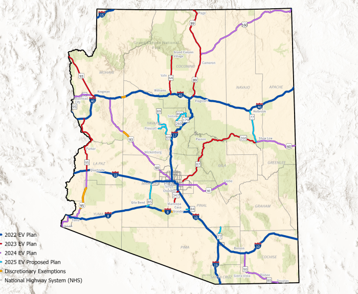 Map of electric vehicle corridors