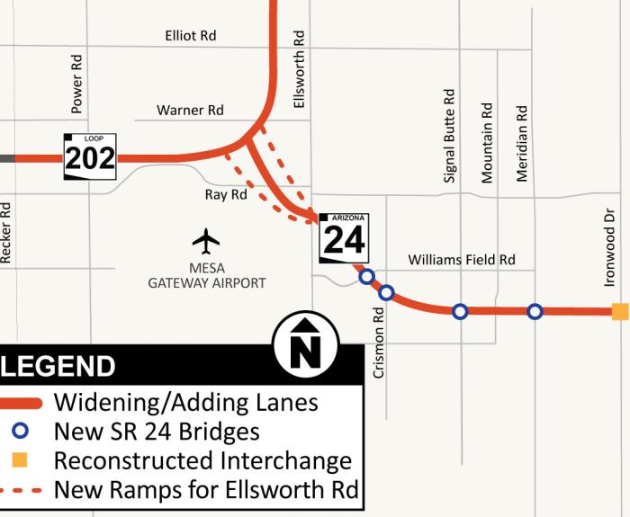 SR 24 Improvement Project Features Map (ADOT oct. 2025