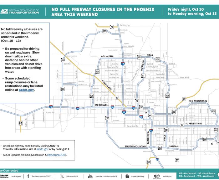 ADOT's Weekend Freeway Travel Advisory (Oct. 10-13, '25) - Phoenix Area